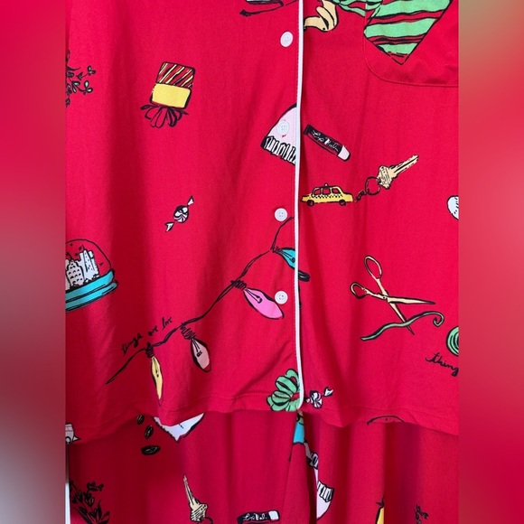 Kate Spade Red Winter Print Pajama Set Size Large - Picture 10 of 10